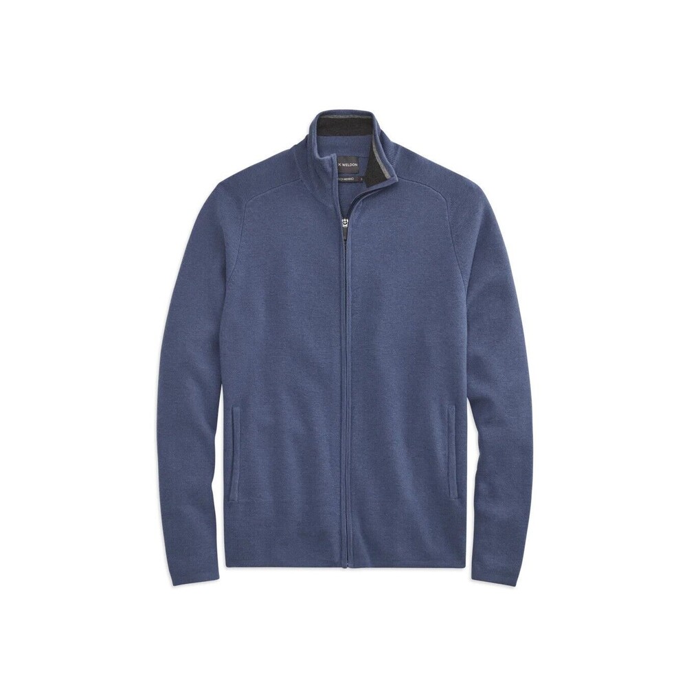 Mack Weldon Tech Merino Full Zip Sweater Mens Blue Medium MSRP $188